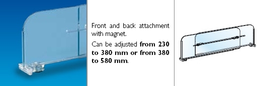 Uitschuifbare schapverdeler + magneten 60 mm, 230 tot 380 mm