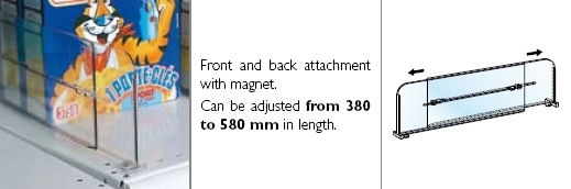 Uitschuifbare schapverdeler + magneten 120mm, 380 tot 580 mm