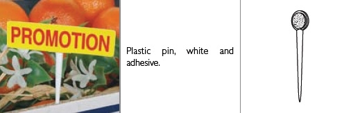 Plastic prikker met kleefkop, wit 63 mm